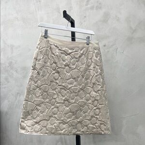 Chic Beige Floral A-Line Skirt